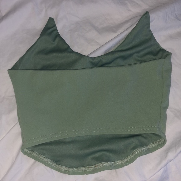 Sage green Corset top / cropped - Picture 5 of 6